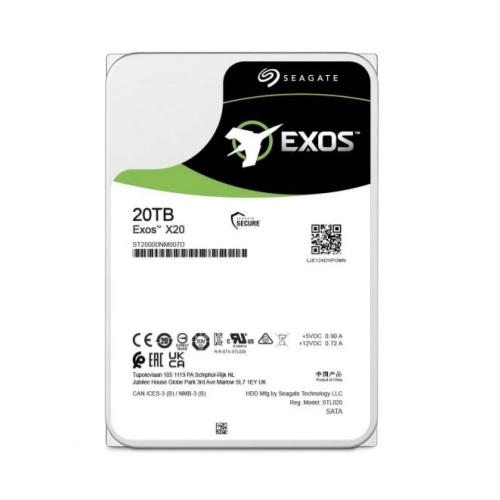 SEAGATE EXOS X20 HDD 512E 4KN SATA 20TB 3.5 SATA 7200 RPM 6GB/S 256M, ST20000NM007D