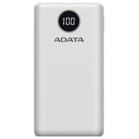 ADATA P20000QCD, 20000 mAh, Lithium Polymer (LiPo), Quick Charge 3.0, 15 W, White