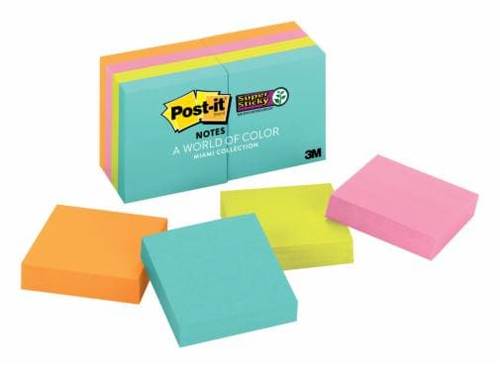 3M 622-8SSMIA, Square, Blue, Green, Orange, Pink, Paper, 47,6 mm, 47,6 mm, 90 sheets