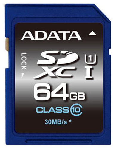 ADATA SDXC 64GB, 64 GB, SDXC, Class 10, UHS, Blue