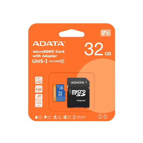 ADATA 32GB, microSDHC, Class 10, 32 GB, MicroSDHC, Class 10, UHS-I, 85 MB/s, 25 MB/s