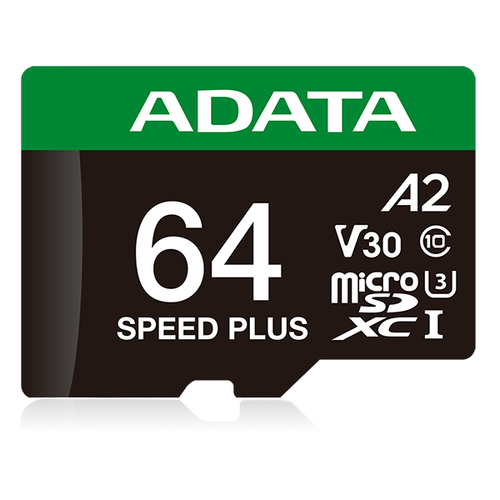 ADATA Speed Plus, 64 GB, MicroSDXC, Class 10, 160 MB/s, 140 MB/s, Class 3 (U3)