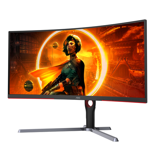 AOC G3 CU34G3S, 86,4 cm (34"), 3440 x 1440 pixels, Wide Quad HD, LED, 4 ms, Black, Red