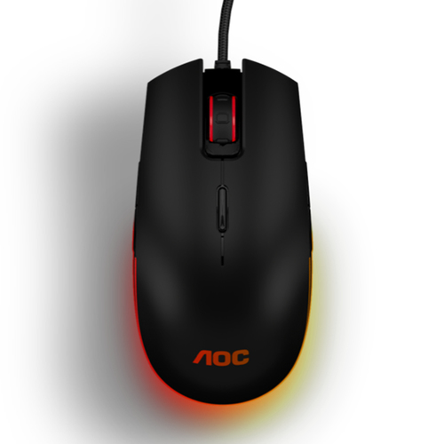 AOC GM500, Ambidextrous, Optical, USB Type-A, 5000 DPI, 1 ms, Black