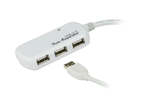 ATEN UE2120H, USB 2.0, USB 2.0, 480 Mbit/s, White, Plastic, 12 m