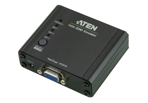 ATEN VGA EDID Emulator, Black, 1920 x 1200 pixels, 1080i, 1080p, 480i, 480p, HDB-15, HDB-15, 0 - 50 °C