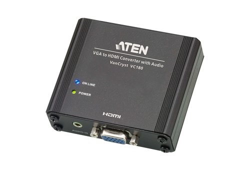 ATEN VC180, Black, Metal, 1920 x 1080 pixels, 1080p, VGA (D-Sub), HDMI