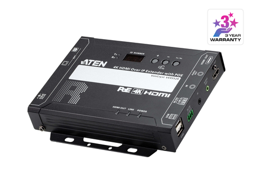 ATEN VE8952R, 4096 x 2160 pixels, AV receiver, 100 m, Wired, Black, HDCP