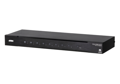 ATEN VS0801HB, HDMI, 8 x HDMI Type A Female (Black), 1 x HDMI Type A Female (Black), Metal, Black, 60 Hz