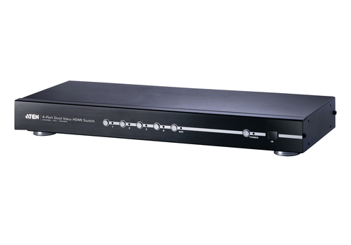 ATEN VS482, HDMI, 4 x HDMI Type A Female (Black), 2 x HDMI Type A Female (Black), Metal, Black, 15 m