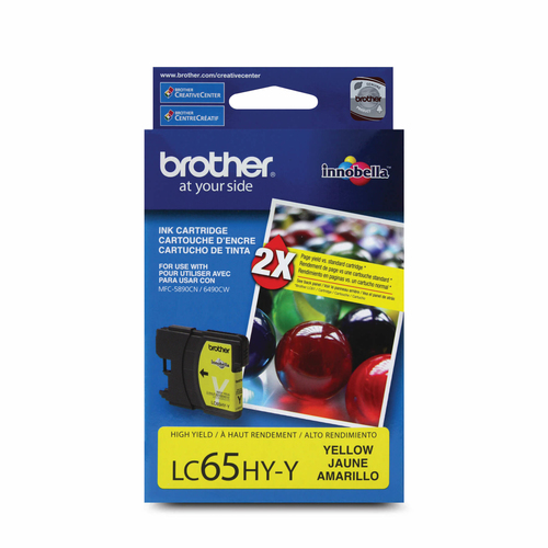 Brother LC-65HYYS, High (XL) Yield, Yellow, Pigment-based ink, 750 pages