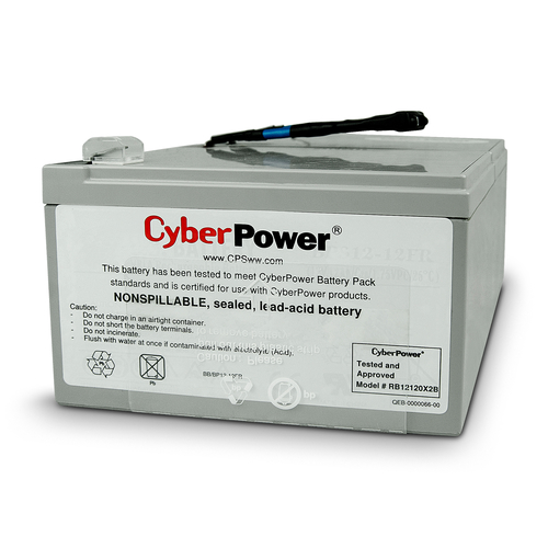 CyberPower RB12120X2B, 2 pc(s), Grey, White, PR1000LCD, PR1000LCDTAA, Sealed Lead Acid (VRLA), 7,91 kg, 196 mm