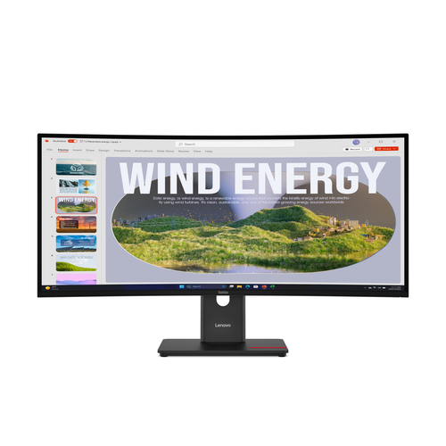 Lenovo ThinkVision T34WD-40, 86,4 cm (34"), 3440 x 1440 pixels, LED, 6 ms, Black