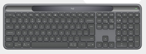 Logitech Signature Slim Solar+ K980 for Business, Full-size (100%), Wireless, RF Wireless + Bluetooth, Scissor key switch, QWERTY, Graphite