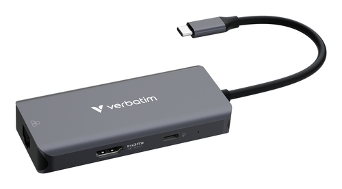 Verbatim 32157, USB 3.2 Gen 1 (3.1 Gen 1) Type-C, HDMI, RJ-45, USB 3.2 Gen 1 (3.1 Gen 1) Type-A, USB 3.2 Gen 1 (3.1 Gen 1) Type-C, 5000 Mbit/s, 3840 x 2160, 3840 x 2160 pixels, Grey