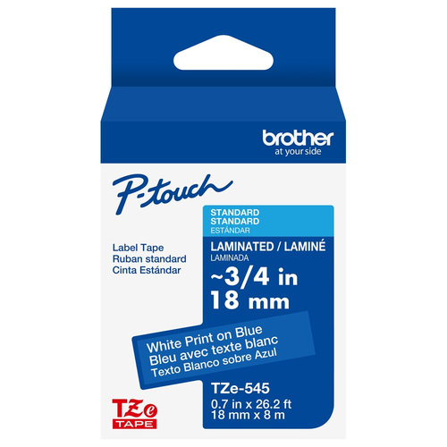 Brother TZE545G, White on blue, TZe, Thermal transfer, Brother, PT-1300, PT-1400, PT-1500, PT-1500PC, PT-1600, PT-1650, PT-1700, PT-1750, PT-1800, PT-1810,..., 1,8 cm
