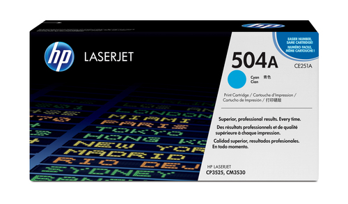 HP 504A Cyan Original LaserJet Toner Cartridge, 7000 pages, Cyan, 1 pc(s)