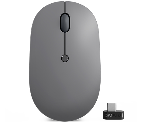 Lenovo Go USB-C Wireless Mouse, Ambidextrous, Optical, RF Wireless, 2400 DPI, Grey
