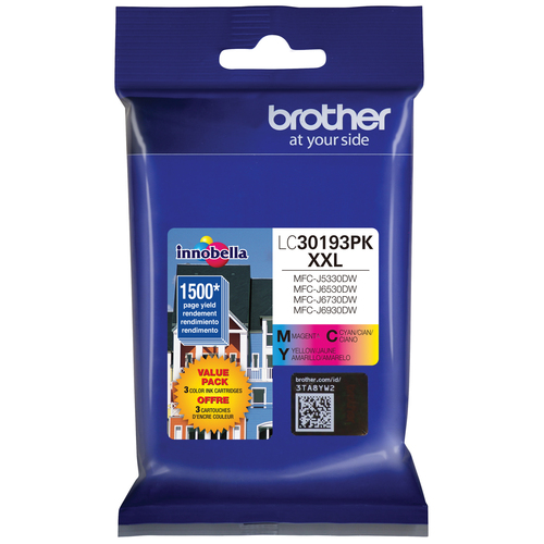 Brother LC30193PKS, Extra (Super) High Yield, Cyan, Magenta, Yellow, 3 pc(s), 1500 pages, Multi pack