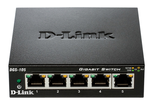 D-Link DGS-105, Unmanaged, L2, Gigabit Ethernet (10/100/1000), Full duplex, Desktop