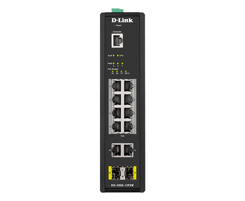 D-Link DIS-200G-12PSW, Managed, L2, Gigabit Ethernet (10/100/1000), Power over Ethernet (PoE), Rack mounting, Wall mountable