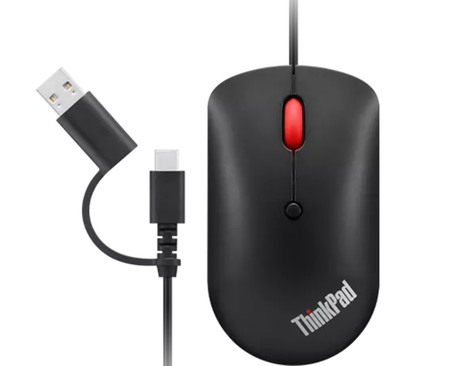 Lenovo 4Y51D20850, Ambidextrous, Optical, USB Type-C, 2400 DPI, Black