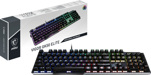 MSI VIGORGK50ELITEBW, Wired, USB, Mechanical, QWERTY, RGB LED, Aluminium, Black
