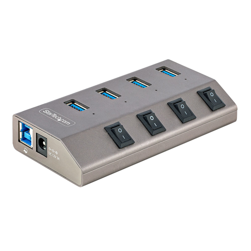 StarTech.com 5G4AIBS-USB-HUB-NA, USB 3.2 Gen 1 (3.1 Gen 1) Type-B, USB 3.2 Gen 1 (3.1 Gen 1) Type-A, 5000 Mbit/s, Grey, Plastic, 1 m