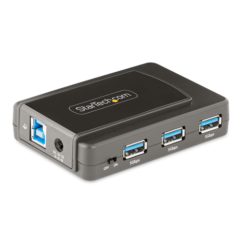 StarTech.com 5G7AS-USB-A-HUB, USB 3.2 Gen 1 (3.1 Gen 1) Type-B, USB 3.2 Gen 1 (3.1 Gen 1) Type-A, 5000 Mbit/s, Black, Grey, Plastic, 1 m