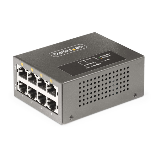 StarTech.com AS445C-POE-INJECTOR, 2.5 Gigabit Ethernet, 5 Gigabit Ethernet, Fast Ethernet, Gigabit Ethernet, 10,100,1000,2500,5000 Mbit/s, IEEE 802.3ab, IEEE 802.3af, IEEE 802.3at, IEEE 802.3bt, IEEE 802.3i, IEEE 802.3u, Cat5e, Cat6, Cat6a, Microsemi - PD69208T4, Microsemi - PD69200R, Grey
