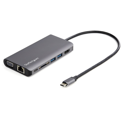 StarTech.com DKT30CHVAUSP, Wired, USB 3.2 Gen 1 (3.1 Gen 1) Type-C, 100 W, 10,100,1000 Mbit/s, Black, Grey, SD, SDHC, SDXC