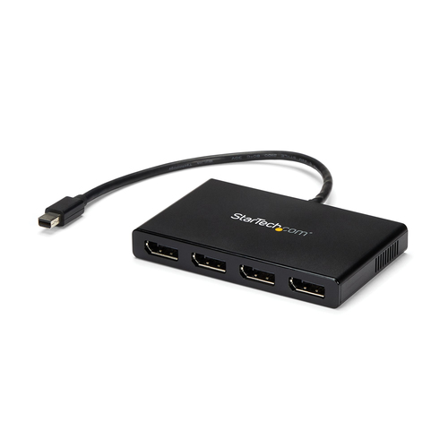StarTech.com MSTMDP124DP, Mini DisplayPort, 4x DisplayPort, 3840 x 2160 pixels, Black, 30 Hz, 0,19 m