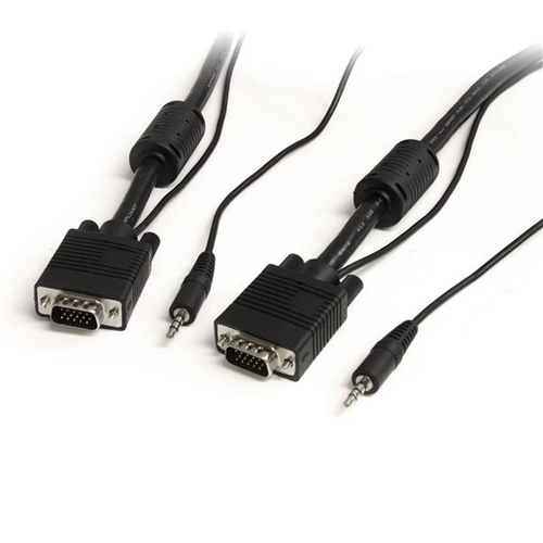 StarTech.com 6 ft Coax SVGA monitor cable w/ built-in Audio, 1,83 m, Male/Male, 16 mm, 200 mm, 215 mm, High Density DB15, 3.5 mm