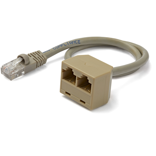 StarTech.com RJ45SPLITTER, 10/100Base-T(X), Cat5e, Grey, Polyvinyl chloride (PVC), 0,33 m, Male/Female