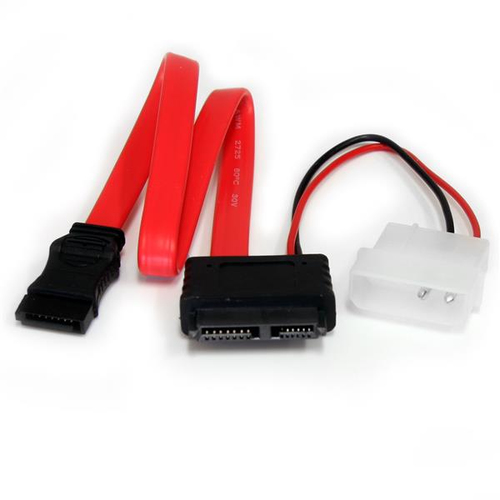 StarTech.com SLSATAF12, 0,304 m, SATA III, SATA 13-pin, SATA 7-pin + Molex (4-pin), Female/Female, Red