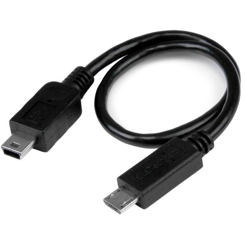 StarTech.com UMUSBOTG8IN, 0,2 m, Mini-USB B, Micro-USB B, Male/Male, Black