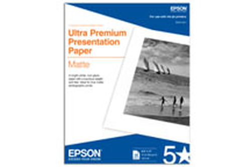 Epson Ultra Premium Presentation Paper Matte - 8.5" x 11", 192 g/m², 10.3 µm, 94%, 15 - 25 °C, 40 - 60%, 726 g