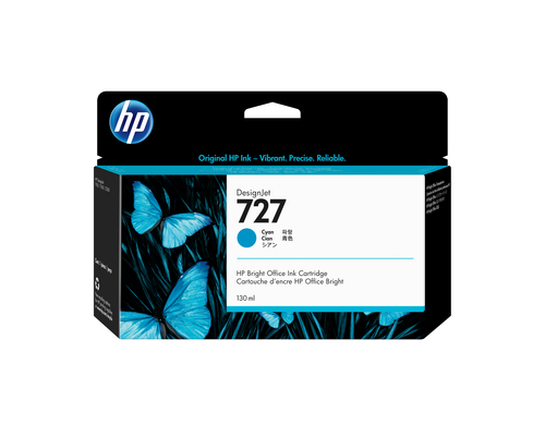 HP 727 130-ml Cyan DesignJet Ink Cartridge, HP DesignJet T920 Printer series, HP DesignJet T1500 Printer series, HP DesignJet T930 Printer..., Thermal inkjet, Cyan, B3P19A, Singapore, 202 mm