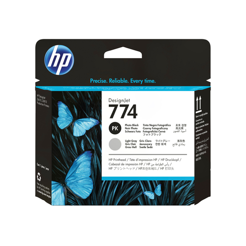 HP 774 Photo Black/Light Gray DesignJet Printhead, HP DesignJet Z6810 Production Printer series, HP DesignJet Z6610 Production Printer, Thermal inkjet, Black, Grey, P2W00A, Business, Singapore