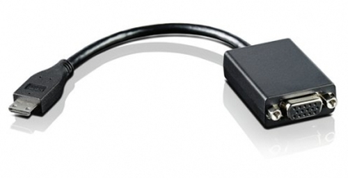 Lenovo Mini-HDMI to VGA, VGA (D-Sub), HDMI Type C (Mini), Male, Male, 1920 x 1200 pixels, Black