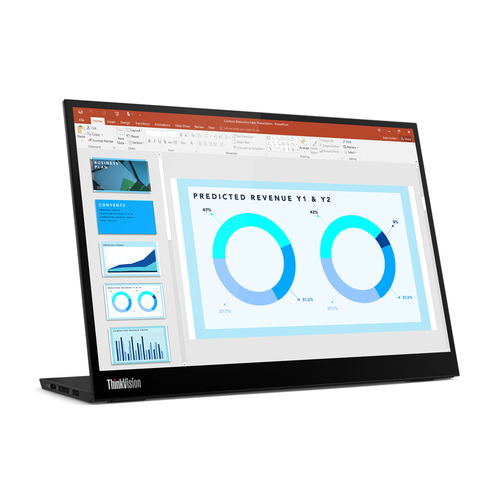 Lenovo ThinkVision M14d, 35,6 cm (14"), 2240 x 1400 pixels, 2.2K, LED, 8 ms, Black