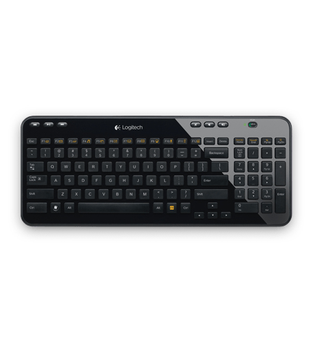 Logitech K360, Full-size (100%), Wireless, RF Wireless, QWERTY, Black