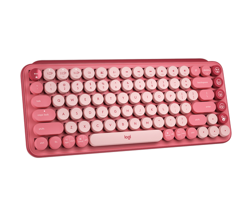 Logitech 920-010709, Mini, Wireless, Bluetooth, Mechanical, Burgundy, Pink, Rose