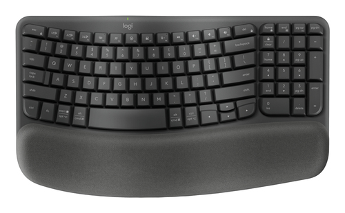 Logitech Wave Keys for Business, Full-size (100%), Wireless, RF Wireless + Bluetooth, Membrane, QWERTY, Graphite