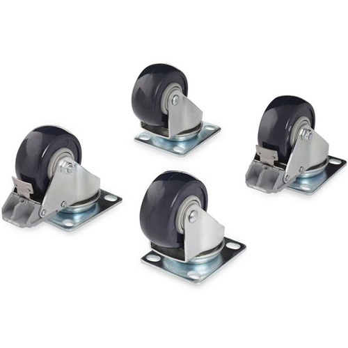 StarTech.com 4POSTCASTER, Castor wheels, Black, Stainless steel, 4 pc(s), 1,6 kg