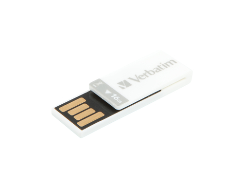 Verbatim Clip-it, 16 GB, USB Type-A, 2.0, 10 MB/s, Capless, White