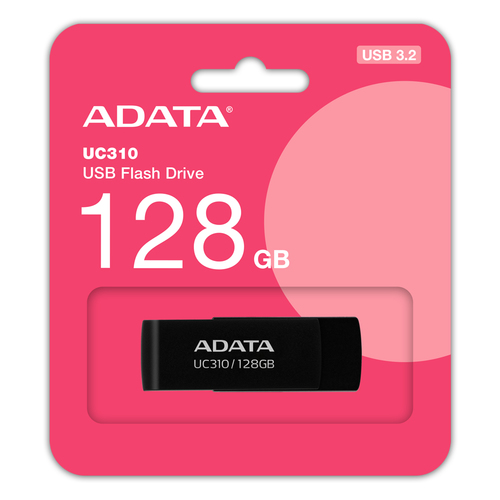 ADATA UC310, 128 GB, USB Type-A, 3.2 Gen 1 (3.1 Gen 1), 100 MB/s, Swivel, Black