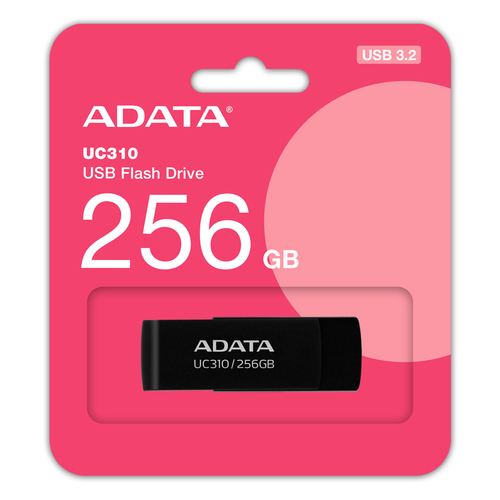 ADATA UC310, 256 GB, USB Type-A, 3.2 Gen 1 (3.1 Gen 1), 100 MB/s, Swivel, Black