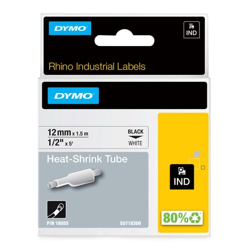 DYMO 18055, Black on white, Multicolour, -55 - 135 °C, UL 224, MIL-STD-202G, MIL-81531, SAE-DTL 23053/5 (1, 3), DYMO, Rhino