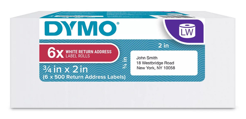 DYMO 2050766, White, Self-adhesive printer label, Die-cut label, Paper, Direct thermal, Universal